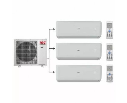 Мультисплит-система с тремя внутренними настенными блоками (25, 25 и 25 кв.м) IGC RAM3-X27UNH / RAK-X09NHx3